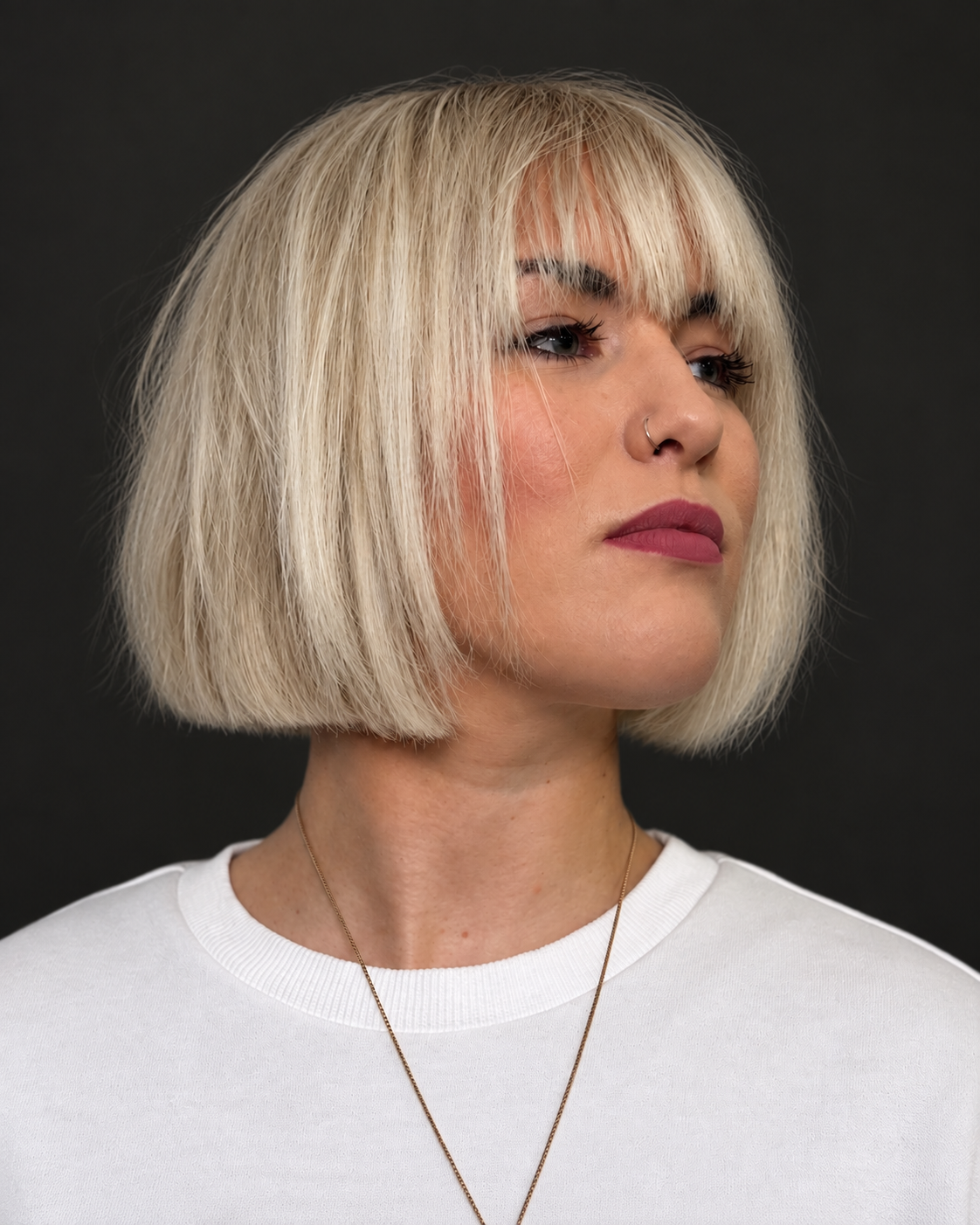 Platinum bob hair color by Bradley Sanders