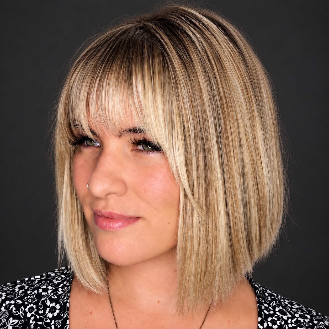 Blonde bob with fringe by Bradley Sanders